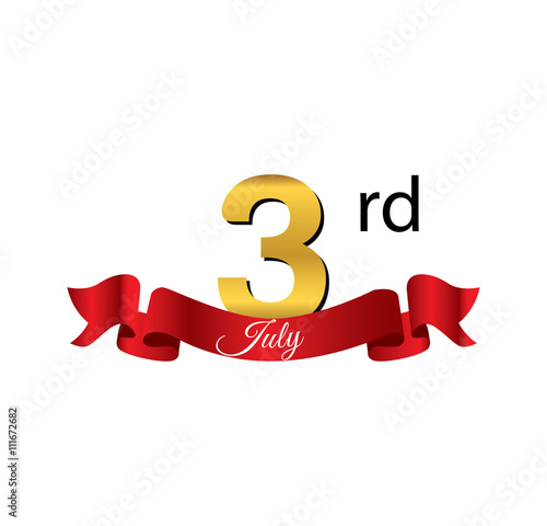 3 july golden calendar with red ribbon