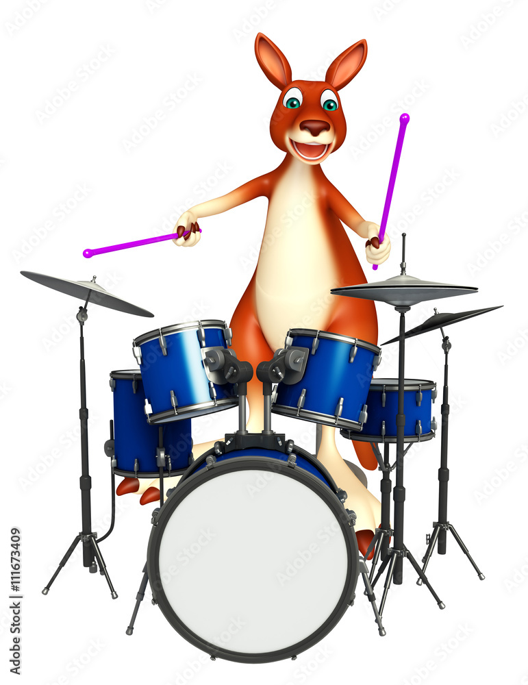 cute Kangaroo cartoon character with drum Stock Illustration | Adobe Stock
