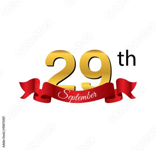 29 september golden calendar with red ribbon