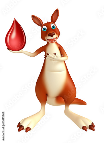 fun Kangaroo cartoon character with blood drop © visible3dscience