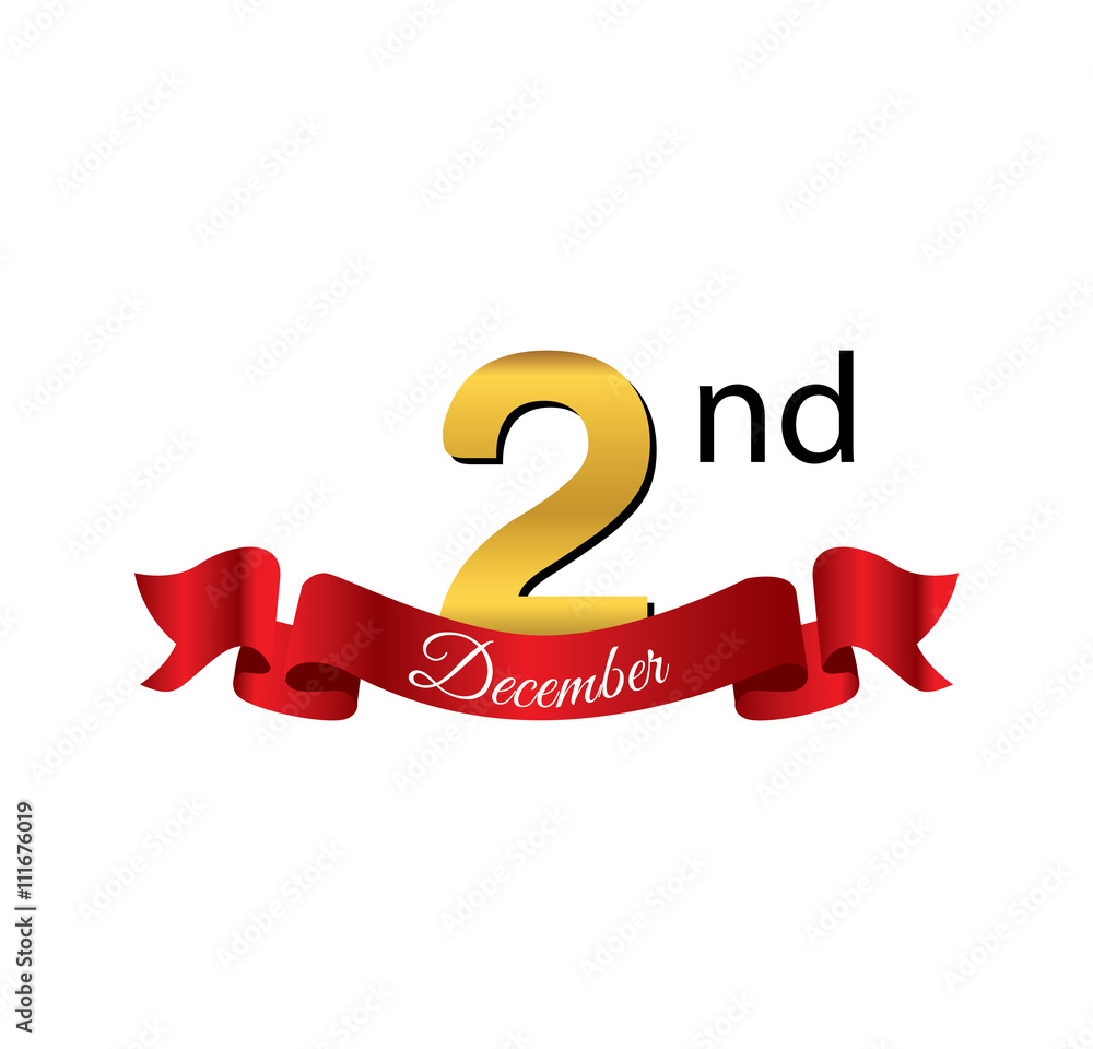 2 december golden calendar with red ribbon 2 december golden calendar with red ribbon