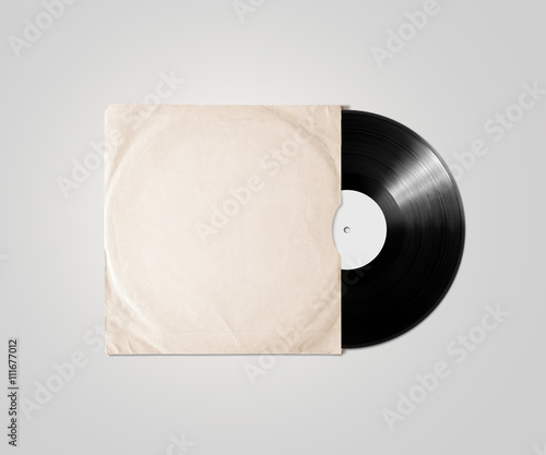 Blank vinyl album cover sleeve mockup, isolated, clipping path. photo
