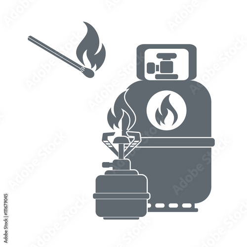 Camping gas container icon on white background