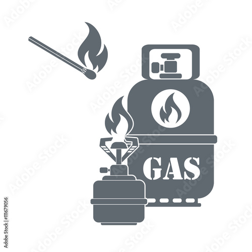 Camping gas container icon on white background