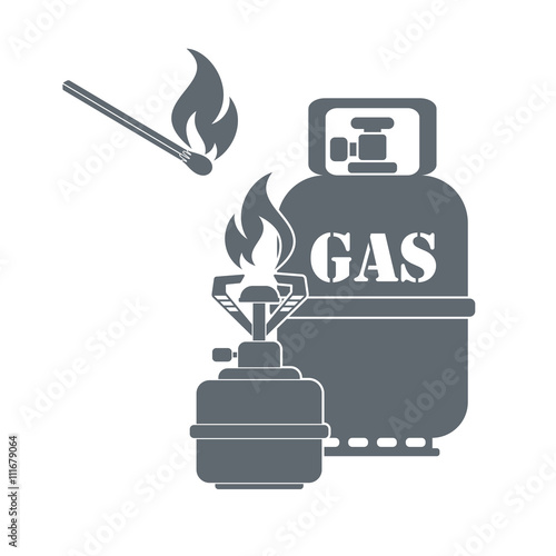 Camping gas container icon on white background