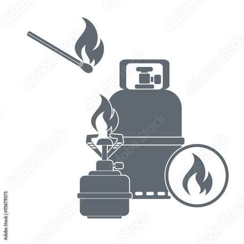Camping gas container icon on white background