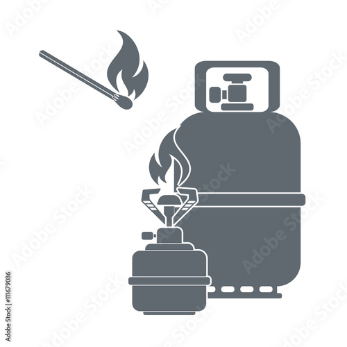 Camping gas container icon on white background