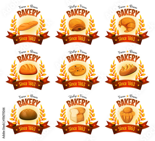 Bakery Shop Banners With Breads And Cakes