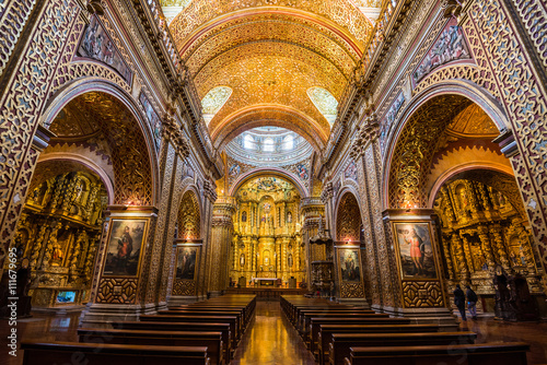Interior of the Jesuit Church of La Compania in old town of Quito, Ecuador