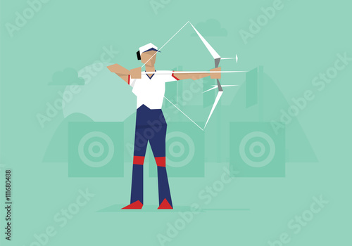 Illustration Of Female Archer Competing In Event 