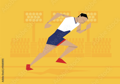 Illustration Of Male Athlete Competing In Hurdles Race