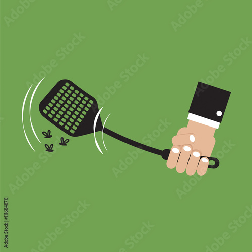 Flyswatter In Hand Vector Illustration.