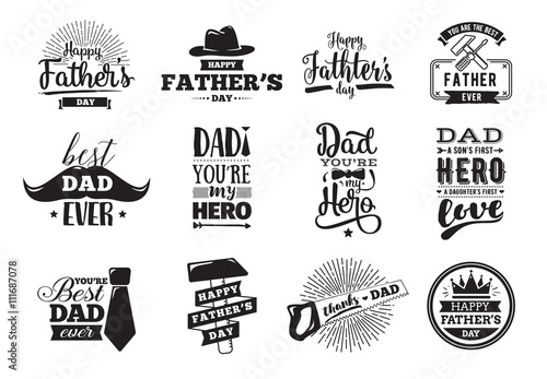 Happy fathers day set. Vector typography.