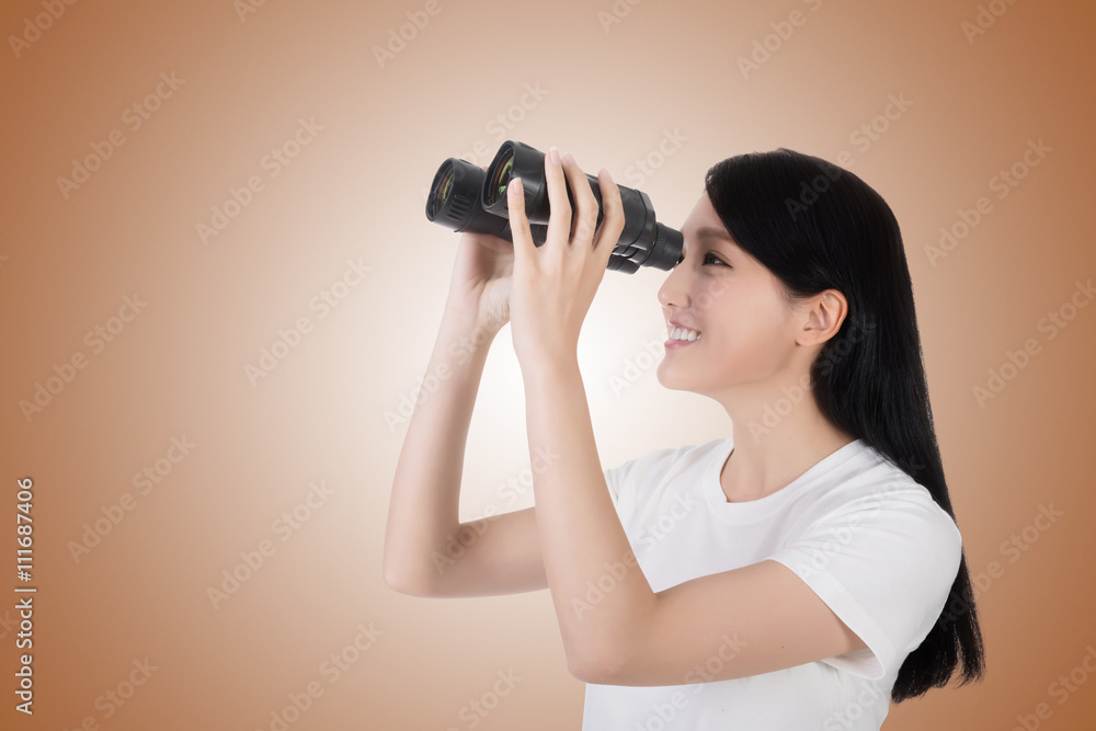 woman using binoculars woman using binoculars