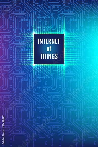 Circuit board background with CPU for internet of things.