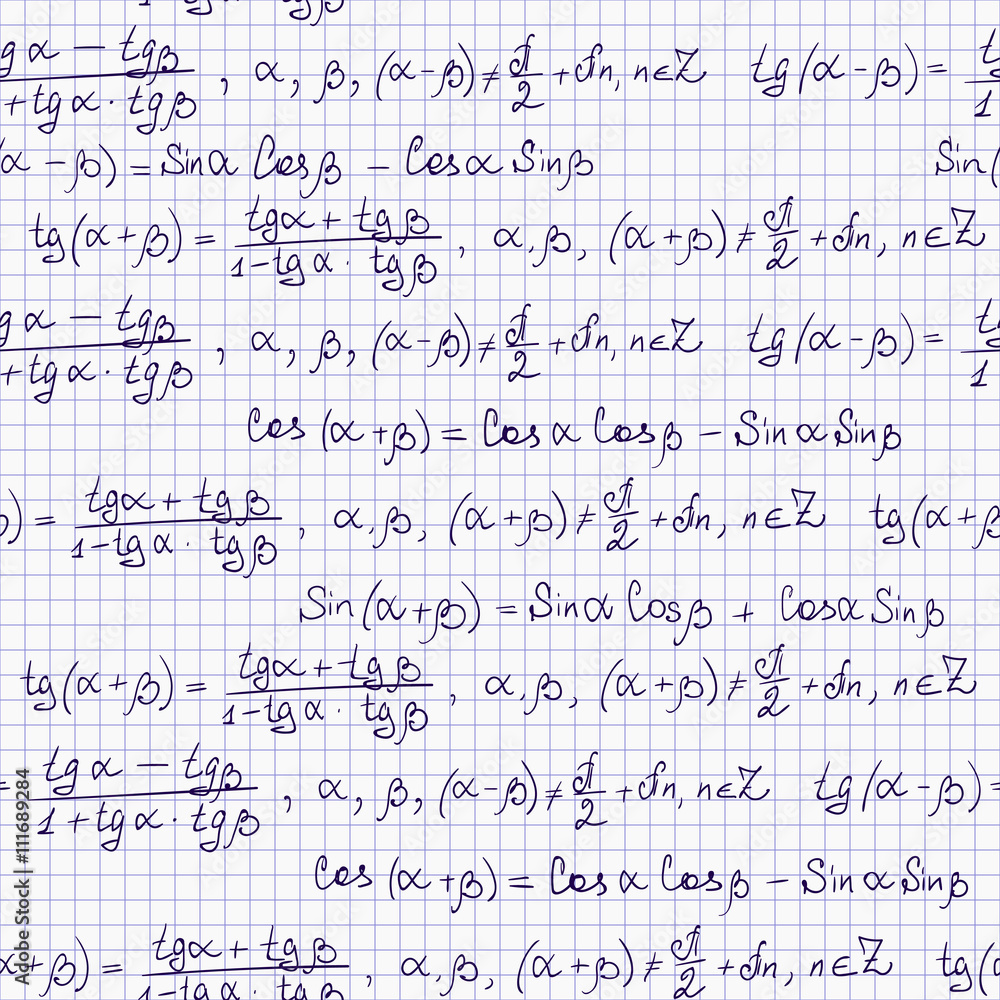 Seamless pattern with trigonometric formulas Seamless pattern with trigonometric formulas