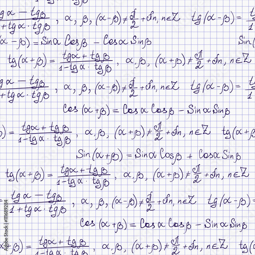 Seamless pattern with trigonometric formulas