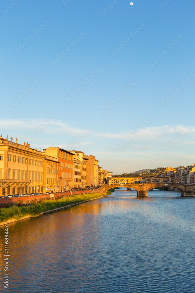 Arno River in Florence in the evening light
