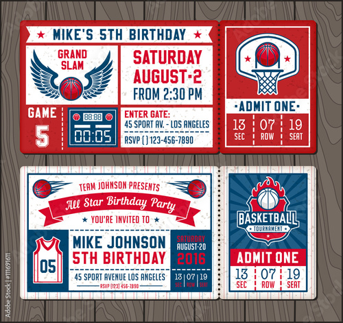Basketball Vector Ticket Templates set2