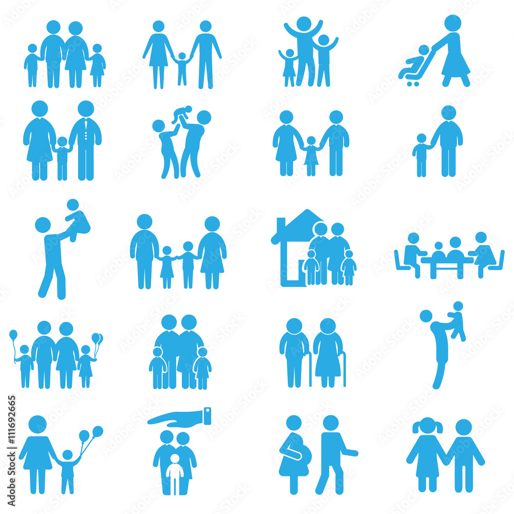 Набор семейных иконок. Фигурки людей. Stock Vector | Adobe Stock