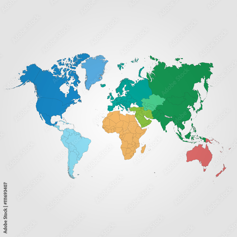 Obraz premium World map with continents. Vector illustration.
