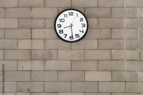 Wallpaper Mural Clock analog brick wall background. Torontodigital.ca