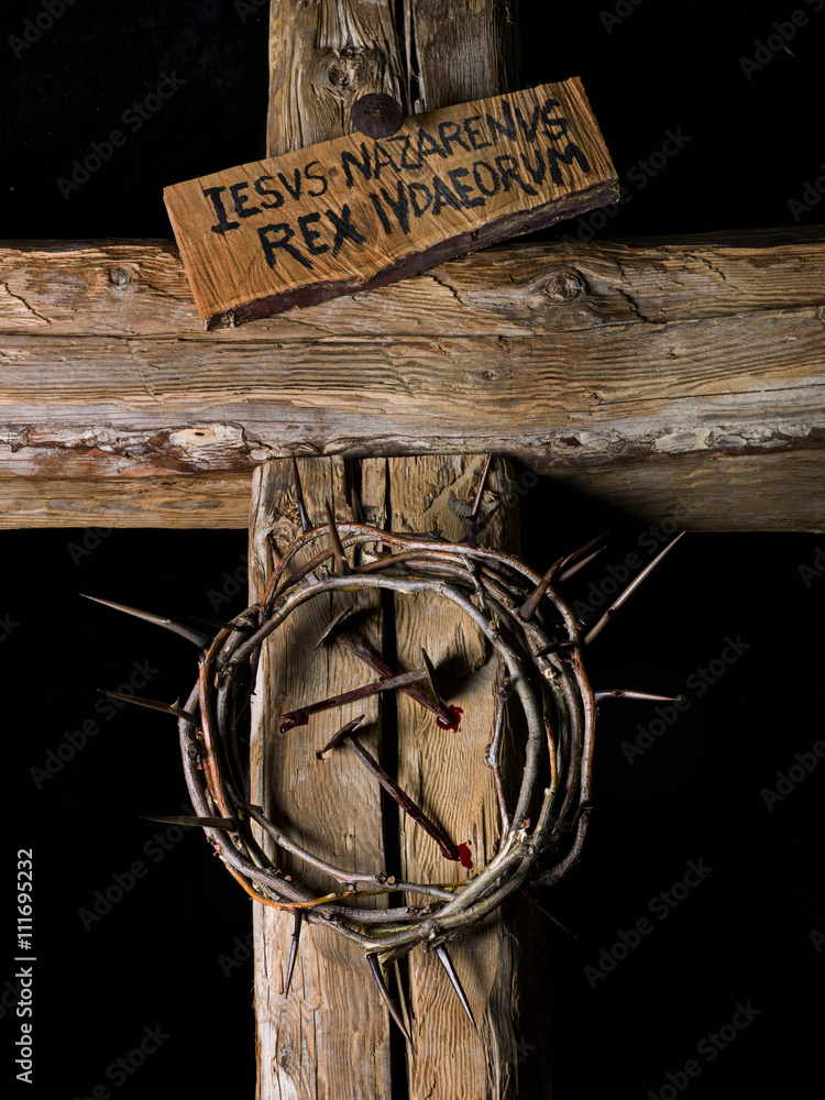 Jesus Crown Thorns and nails on Old and Grunge Background Stock Photo -  Alamy