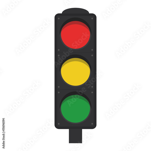 Flat icon traffic lights with shadow. Vector illustration.