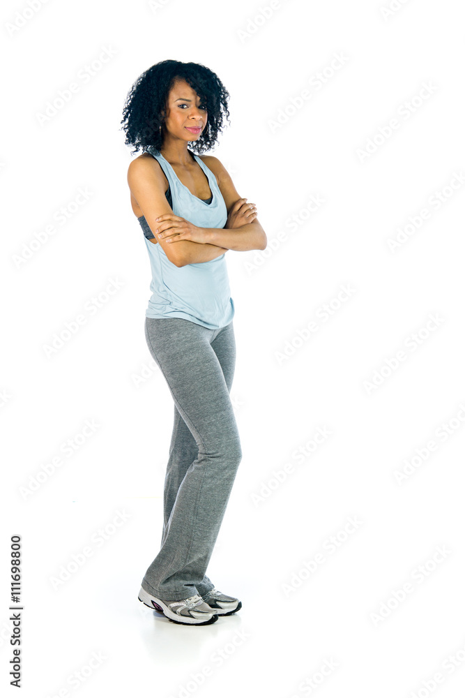 Fototapeta premium female model attractive woman on plein background with copy spac