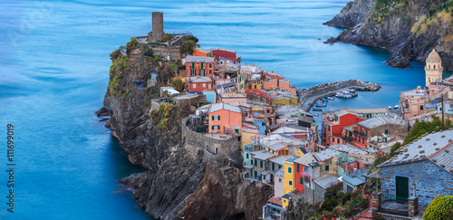 Vernazza (Latin: Vulnetia) is a town and comune located in the province of La Spezia, Liguria, northwestern Italy. It is one of the five towns that make up the Cinque Terre region.  photo