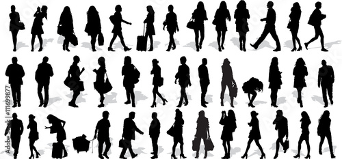 Set of 39 vector's silhouettes of people in action