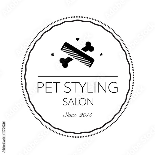 Logo for pet hair salon, styling and grooming shop, store for dogs and cats. Vector illustration