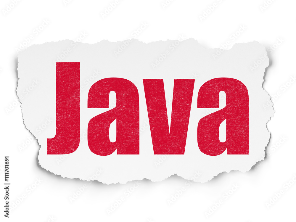 Software concept: Java on Torn Paper background Software concept: Java on Torn Paper background
