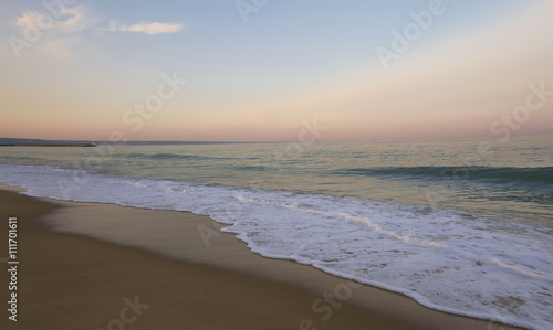 Twilight at the Black Sea on the Golden Sands beach  Bulgaria