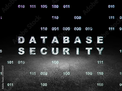 Database concept: Database Security in grunge dark room