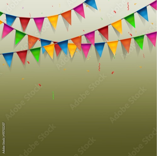 Party Background with Flags and confetti