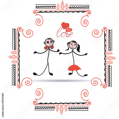 hand drawn cartoon couple sticker