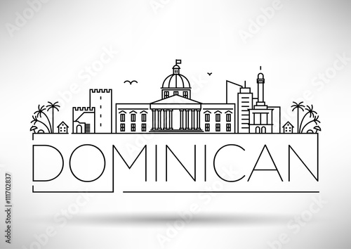 Minimal Dominican Republic City Linear Skyline with Typographic
