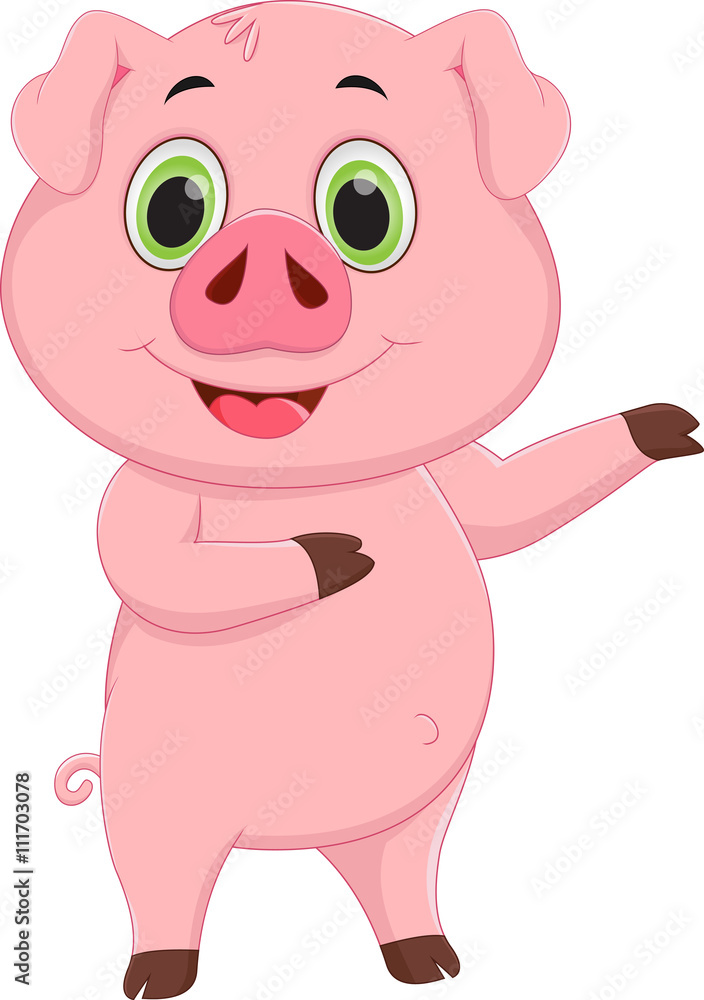 cute pig cartoon waving cute pig cartoon waving