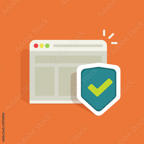 Internet protection symbol, data protection shield logo, information security flat icon, antivirus emblem, protected connection sign, online security concept, vector illustration design isolated