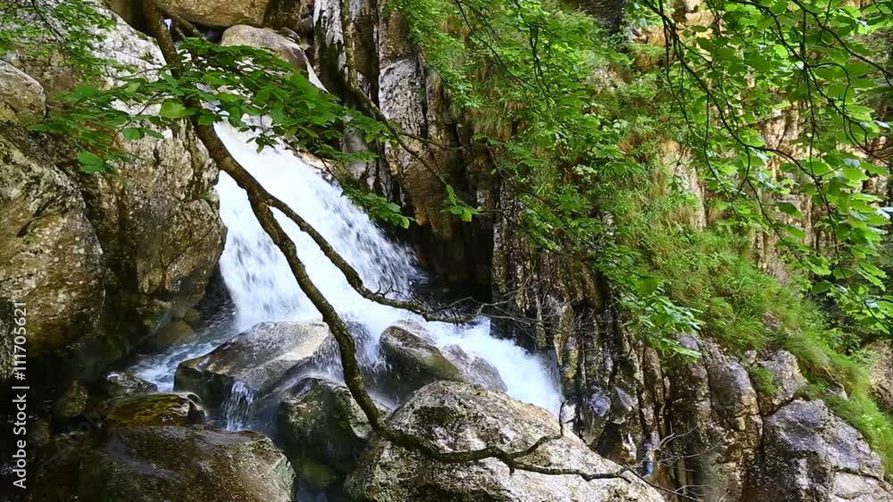 Waterfall in Cheia Gorges - Valcea county, some of the narrowest and wildest in Romania Waterfall in Cheia Gorges - Valcea county, some of the narrowest and wildest in Romania