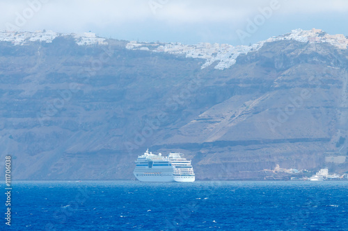 Santorini Island. View from the sea.