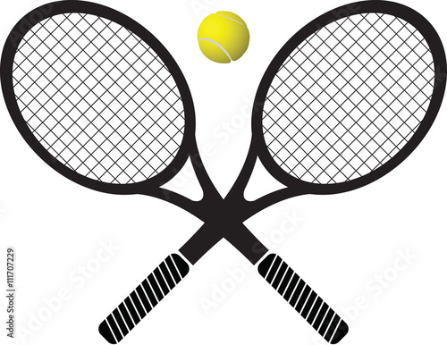 tennis rackets and ball