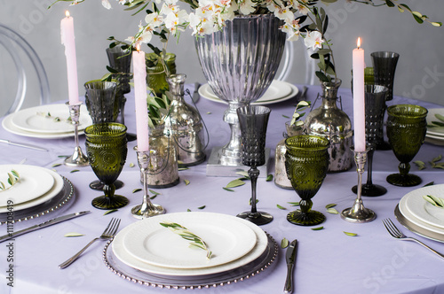 Wedding decoration for banquet with olive tree