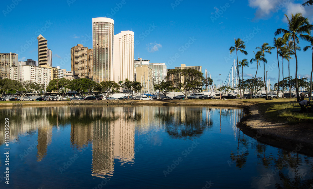 Hotel buildings in Waikiki, Hawaii