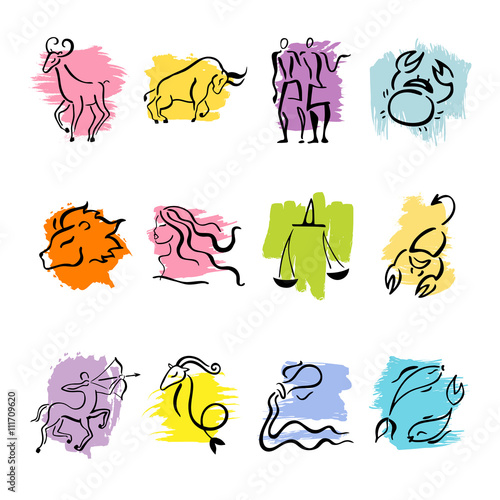 Horoscope Zodiac Star signs, vector set.