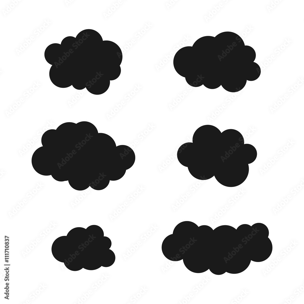 Clouds silhouettes. Vector black cloud icons set. Clouds silhouettes. Vector black cloud icons set.