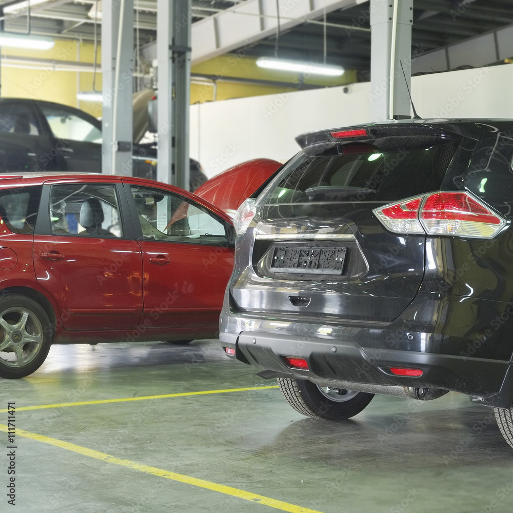 Serpuhov, Russia, June, 23, 2015: Cars in a dealer repair station in Serpuhov, Russia