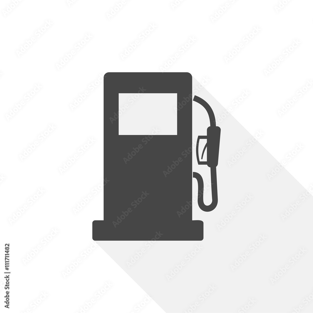 Petrol icon, gas station sign with long shadow Petrol icon, gas station sign with long shadow