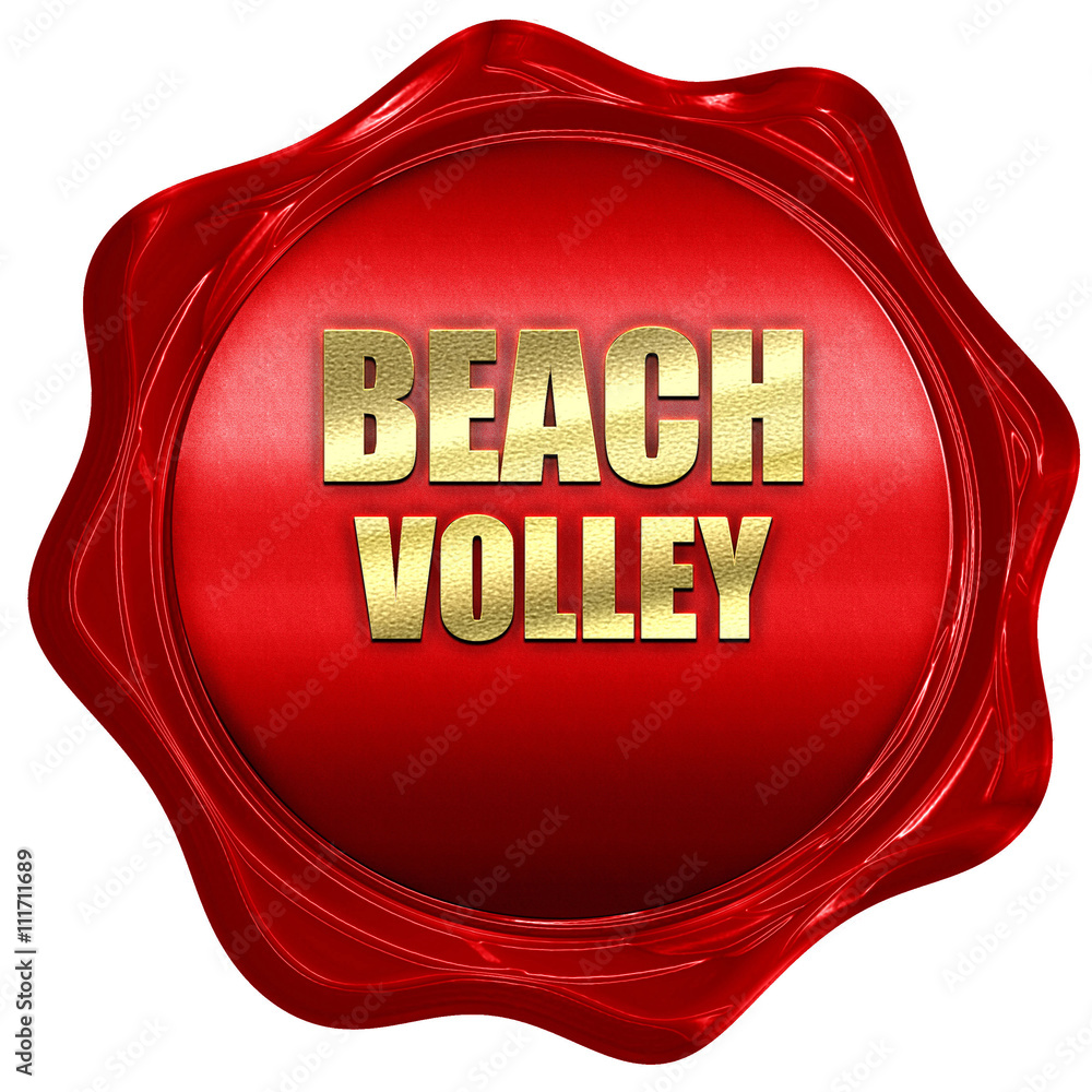 beach volley sign, 3D rendering, a red wax seal beach volley sign, 3D rendering, a red wax seal